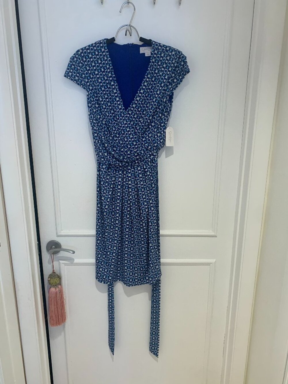Jessica Simpson Collection Blue/Teal White Chain Link Dress Size 6-New With Tags